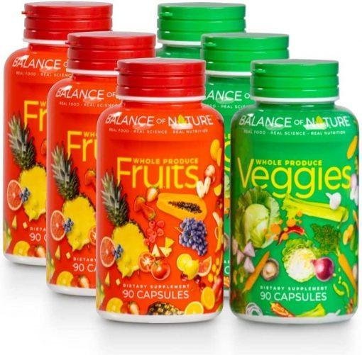 Balance Of Nature Fruit and Vegetable Supplements – 90 Fruits and 90 Veggies Capsules (3-Sets) – Green and Red Superfood, Better Than Multivitamins, No Fillers/Extracts, 100% Natural Whole Food