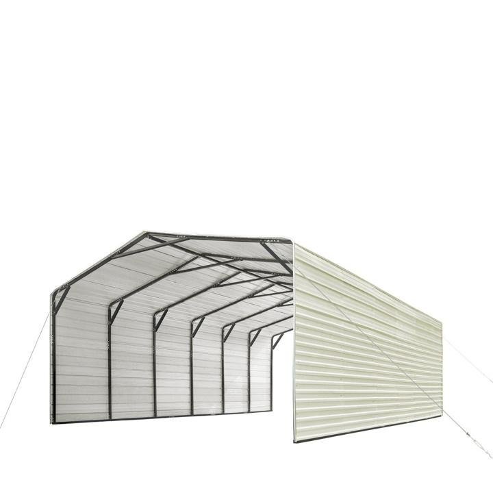 TMG-CP2030F 20′ x 30′ All-Steel Carport Shed With 10′ Enclosed Sidewalls