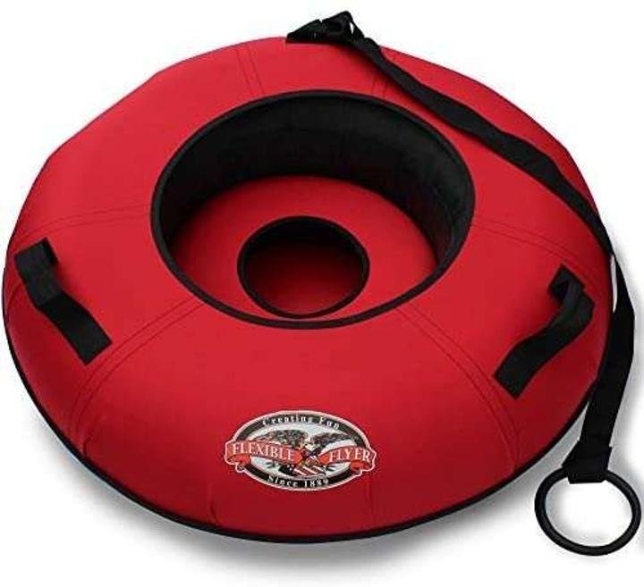 Flexible Flyer Heavy-Duty Commercial Snow Tube. Hard Plastic Bottom Inflatable Adult Sled