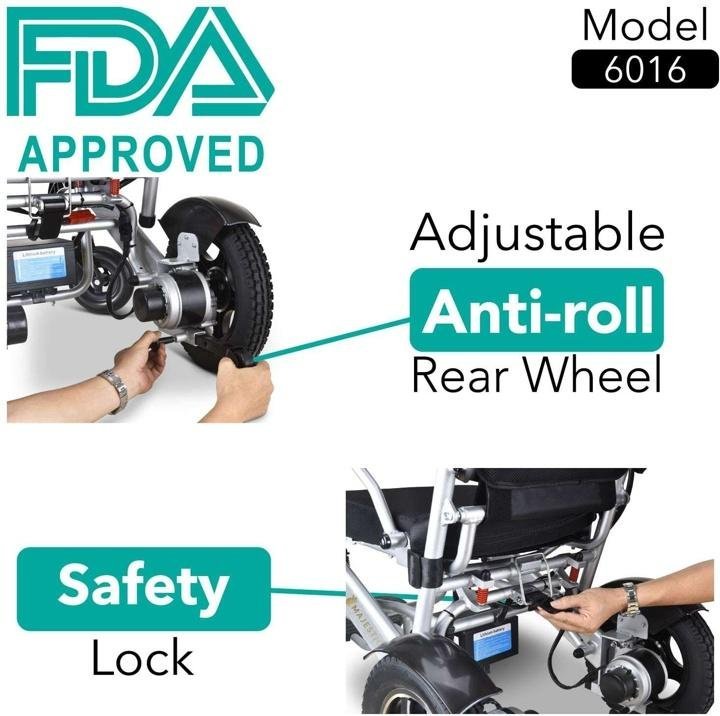 2020 Model Wide Seats Fold & Travel Lightweight Wheelchair Motor Motorized Wheelchairs Electric Silla De Ruedas Power Wheelchair Power Scooter Aviation Travel Safe Heavy Duty Mobility Aids Chair - Image 3