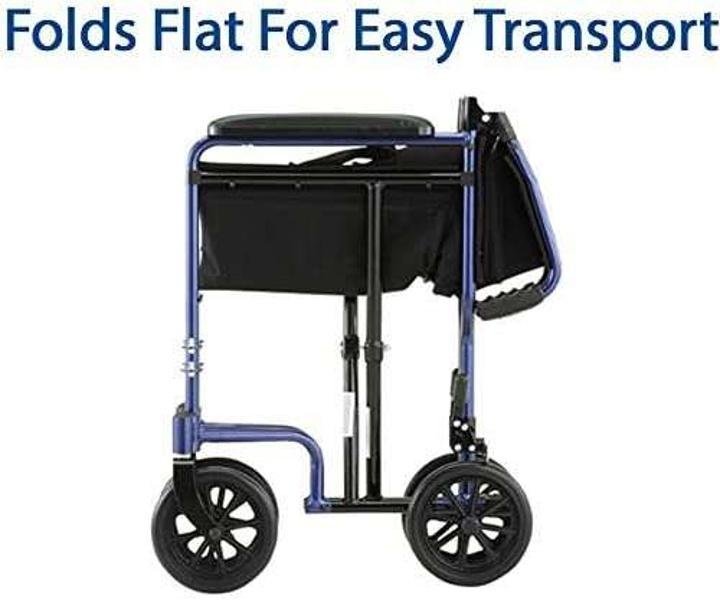 Carex Transport Wheelchair – 19 inch Seat – Folding Transport Chair with Foot Rests – Foldable Wheel Chair for Travel and Storage - Image 7