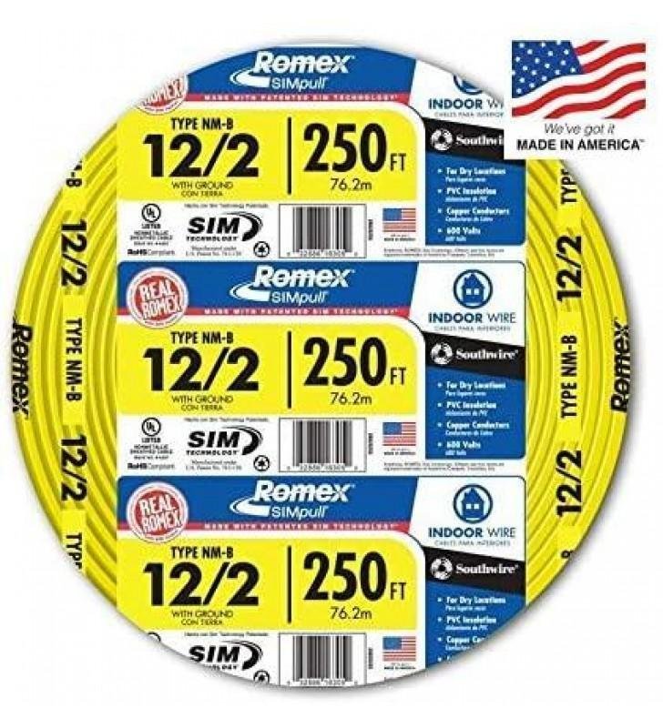 Romex SIMpull 250' 12-2 Non-Metallic Cable Electrical Wire NM-B copper