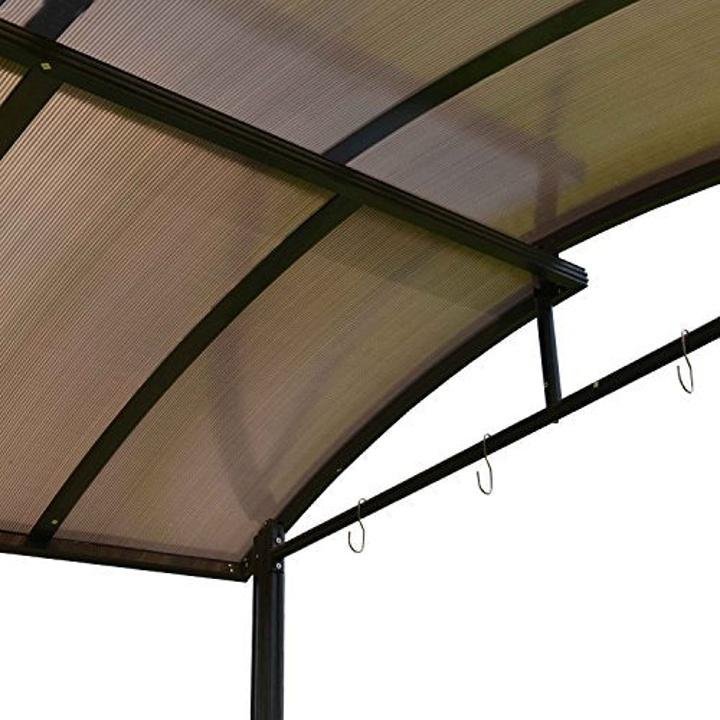 ALEKO GZBHTG01 Steel Hard Top BBQ Gazebo Grill Shelter Canopy with Serving Tables 8 x 5 x 8 Feet Brown - Image 9