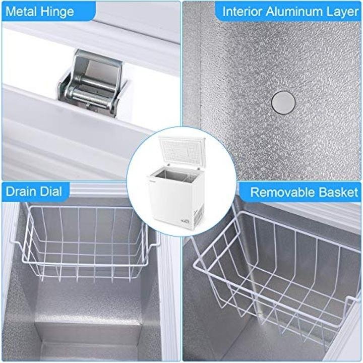 Chest Freezer,5.3 Cu.Ft Large Capacity Chest Freezer,Low Noise & Energy Saving with Removable Basket & Adjustable Thermostat for Home, Shop, Kitchen, Department, Bar. (White) - Image 3